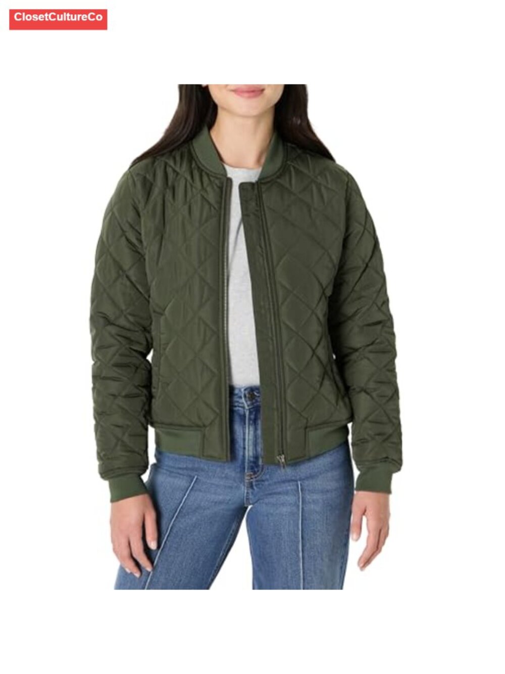 Women's Regular-Fit Quilted Bomber Jacket Water-Repellent Polyester Taffeta